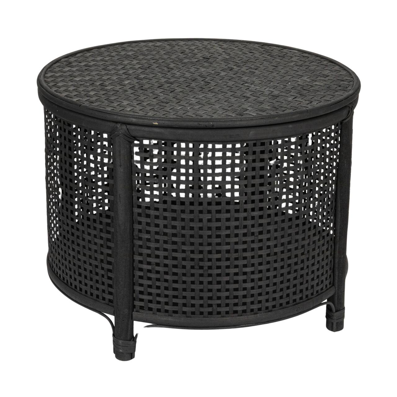 Hello Honey® Round Bamboo & Rattan Accent Table